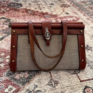 Vintage 60’s leather and tweed handbag by Designer John Romaine